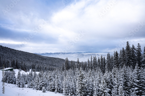 View from Echo Mountain with snow and clouds