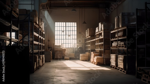 Abandoned Warehouse. Warehouse industrial and logistics companies. Generative AI