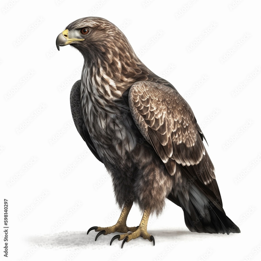 Buzzard isolated on white background (Generative AI) Buzzard isolated on white background (Generative AI)