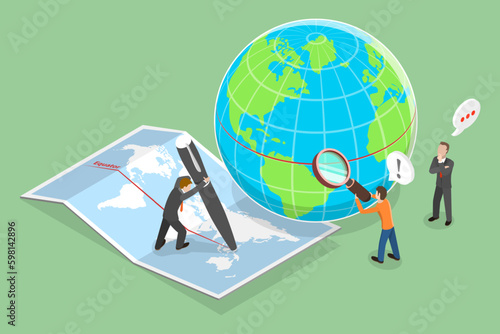 3D Isometric Flat Vector Conceptual Illustration of Earths Equator, Geographic Coordinate System
