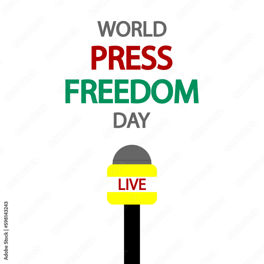 Obraz premium Press Freedom Day World microphone, vector art illustration.