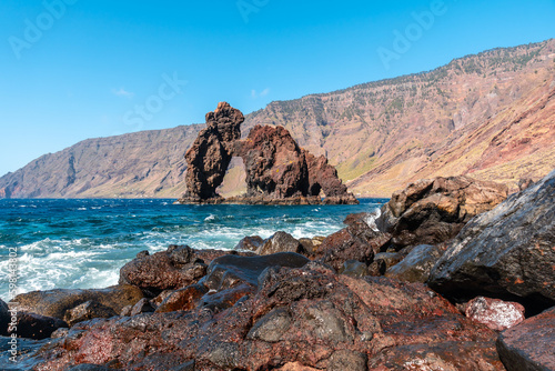 Tourist icon of the island of El Hierro called El Roque de la Bonanza, Canary Islands, Spain © unai