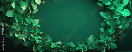 A breathtaking garland of petals looped around a vibrant green arch of foliage and color.. AI generation. Generative AI photo