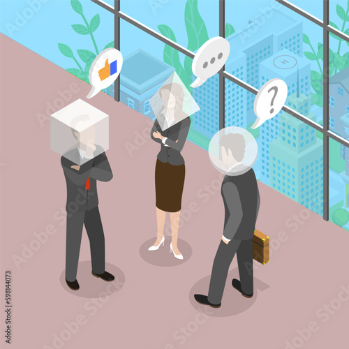3D Isometric Flat Vector Conceptual Illustration of Opinion Diversity, Alternative Worldview Point of View