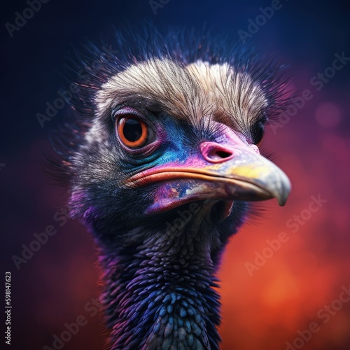 Stunning colorful bird portrait illustration made with Generative AI  © Santasombra