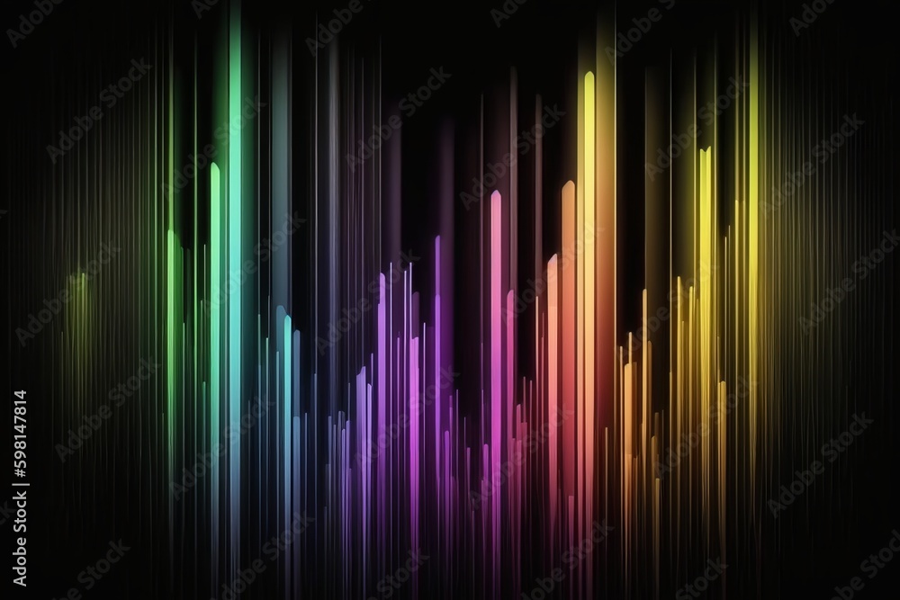 Multicolored Light Vertical Lines Wave Animation on Black Abstract Dark Motion Gradient Light Trails Futuristic Background Motion 4K Artistic Stripes Glowing Light VJ Loop