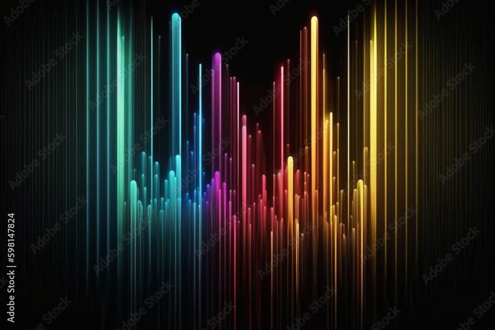 Multicolored Light Vertical Lines Wave Animation on Black