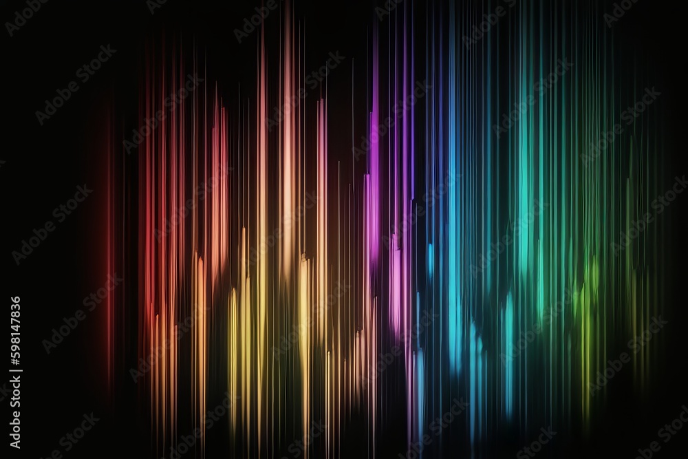 Multicolored Light Vertical Lines Wave Animation on Abstract Dark Motion Gradient Background