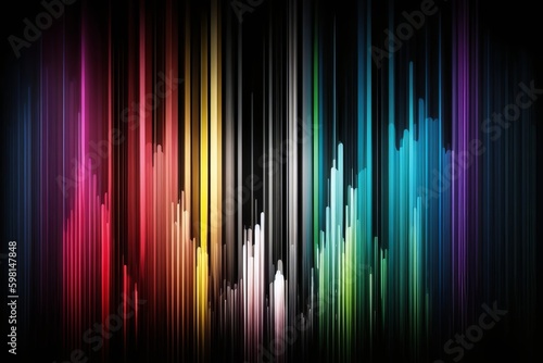 Multicolored Light Vertical Lines Wave Animation on Black