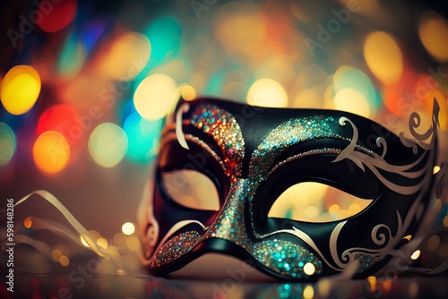 Shiny Streamers and Venetian Masks: A Carnival Masquerade - Generative AI