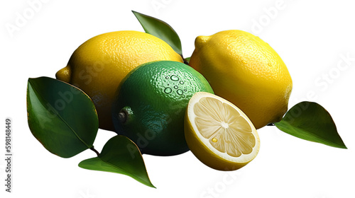 Lemons on a white background, in the style of bold colors, strong lines, kimoicore, monochromatic intensity, miwa komatsu, paleocore, rounded. photo