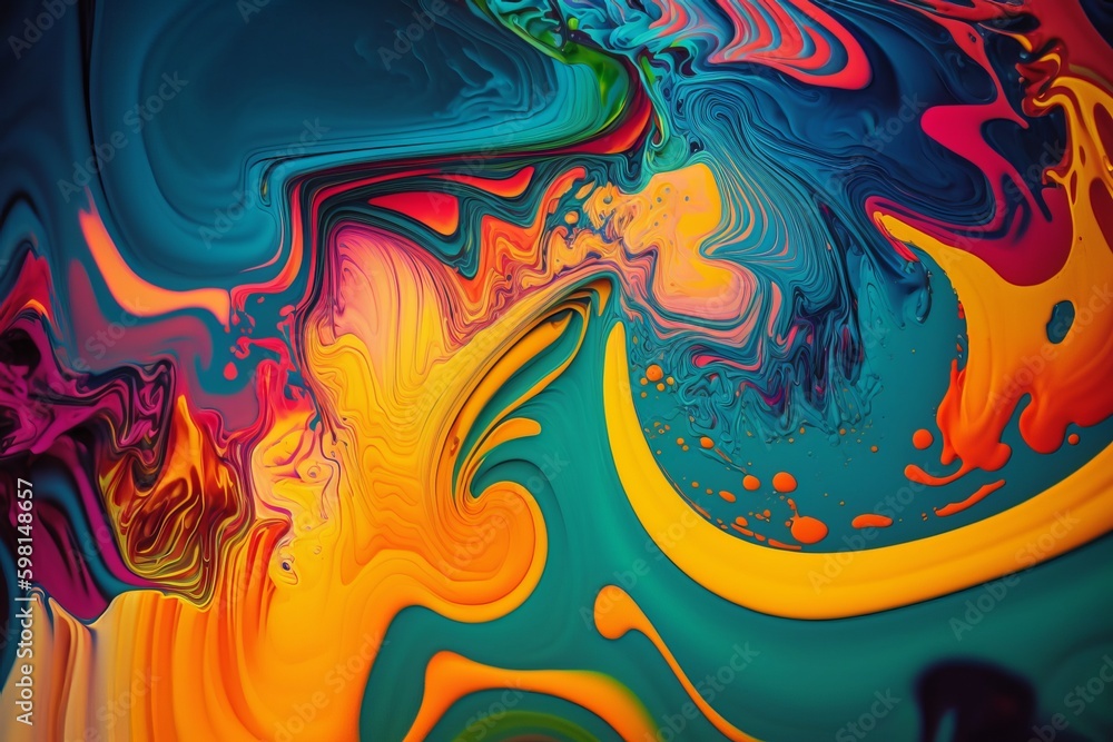 Fototapeta premium Intensive Colorful Mix of Acrylic Vibrant Colors - Generative AI