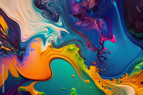 Colorful Fluid Painting Abstract Texture - Generative AI