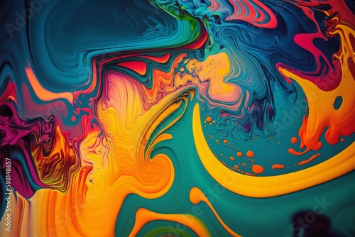 Intensive Colorful Mix of Acrylic Vibrant Colors - Generative AI © Rysak
