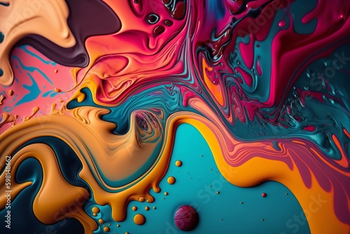 Intensive Colorful Mix: Fluid Painting Abstract Texture - Generative AI