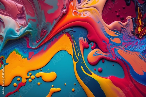Intensive Colorful Mix: Fluid Painting Abstract Texture - Generative AI