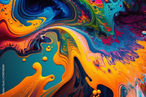 Intensive Colorful Fluid Painting Abstract Texture - Generative AI