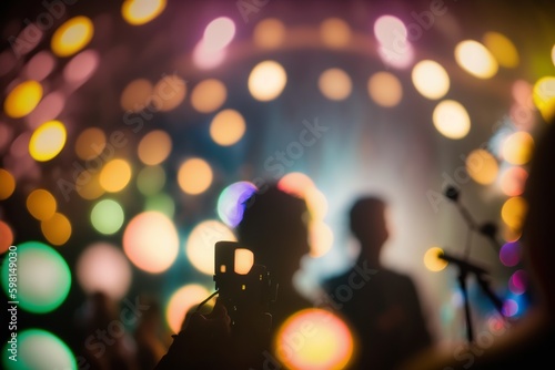 Blurred Concert Lighting Creates Party Atmosphere - Generative AI