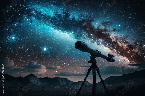 Exploring the Cosmos: A Modern Telescope Under a Starry Sky - Generative AI