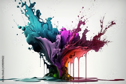 Vibrant Color Explosion  Ink in Water - Generative AI