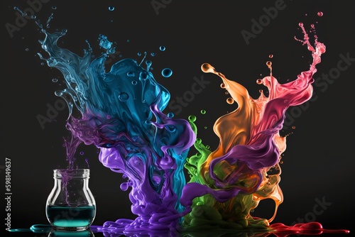 Colorful Ink Splashes in Water - Generative AI