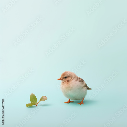 Cute bird. Set of funny pet animals isolated on colorful background. Generative AI. © Absent Satu