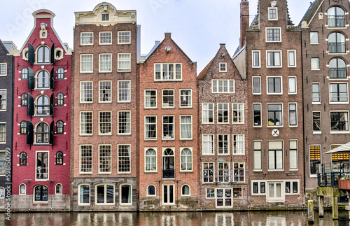 The unique urban architecture and scenery along the canals in Amsterdam 