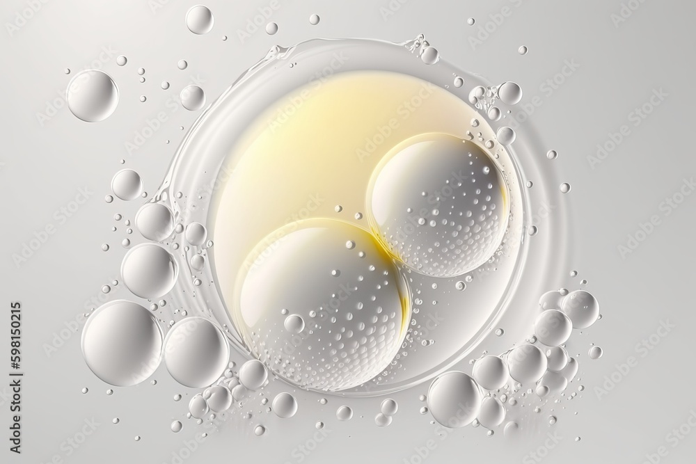 Macro Liquid Bubbles: 3D Animation of Transparent Cosmetic Cream - Generative AI
