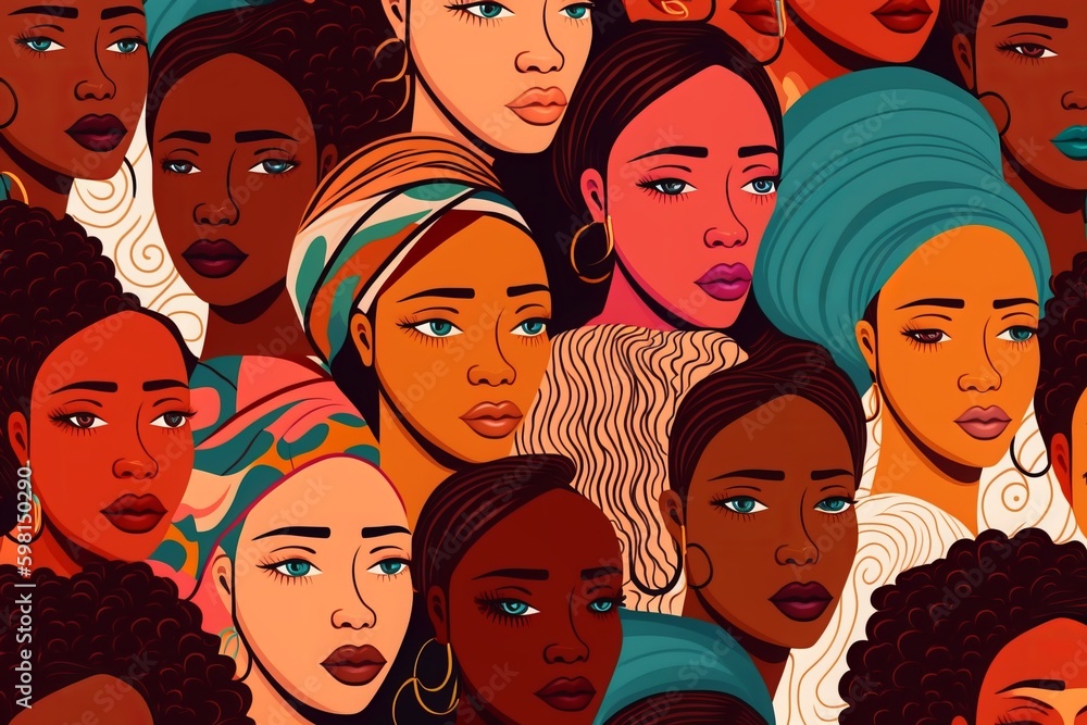 Seamless of African American Women Faces