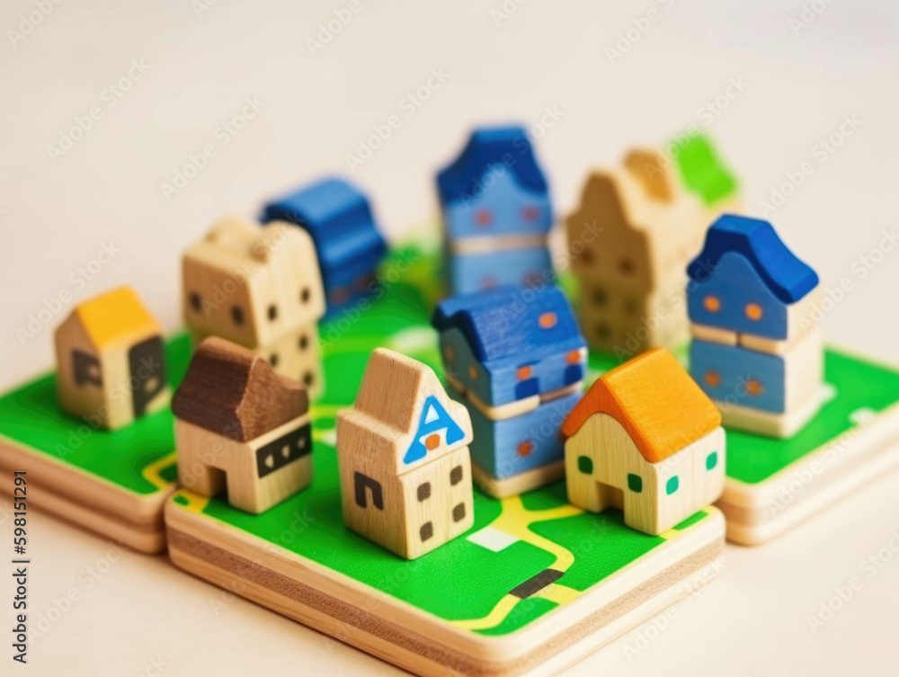 Obraz premium A map of a city block with large and small houses symbolizing the unequal distribution of wealth a its inhabitants.. AI generation. Generative AI