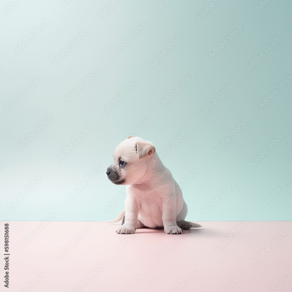 Cute dog. Set of funny pet animals isolated on colorful background. Generative AI. Cute dog. Set of funny pet animals isolated on colorful background. Generative AI.