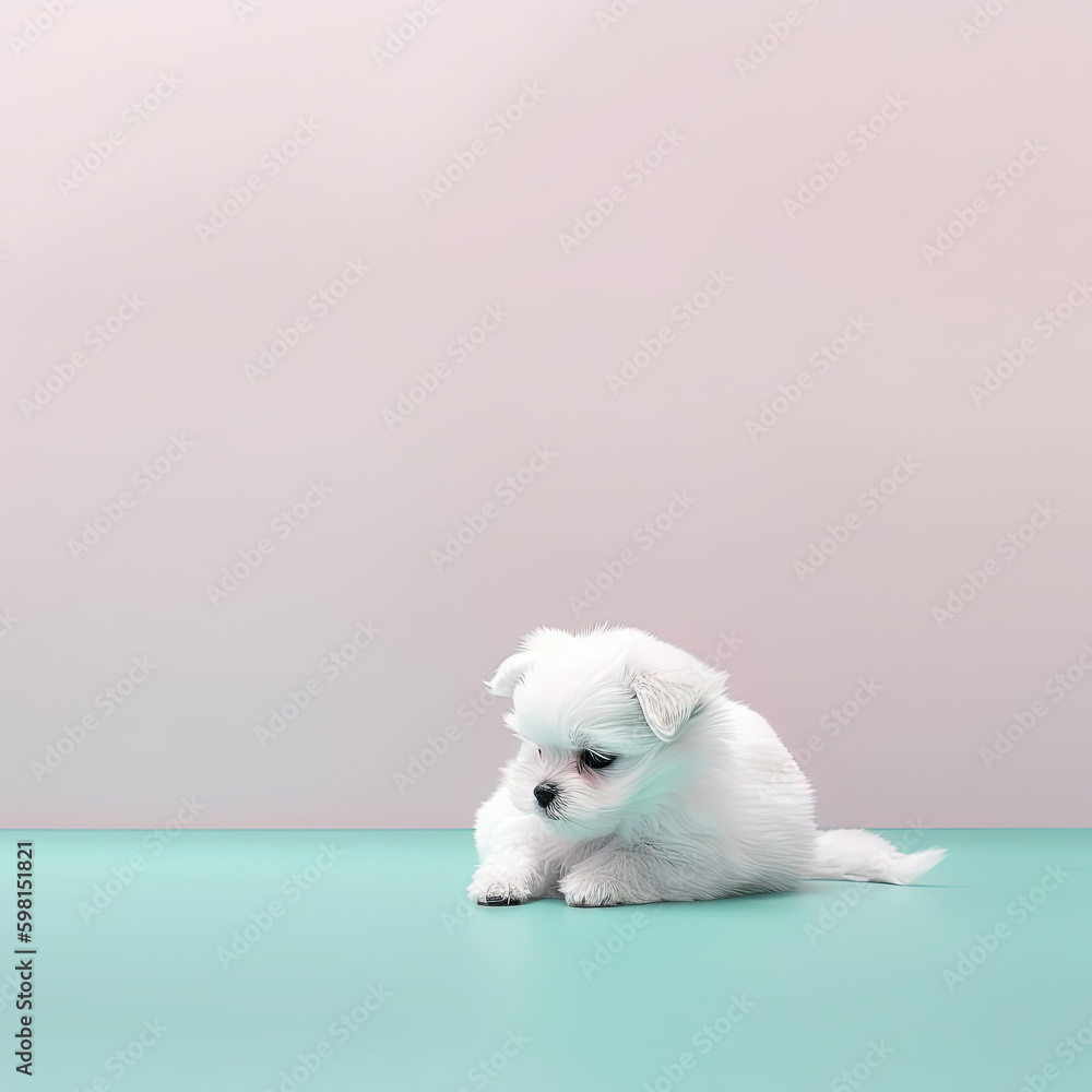 Cute dog. Set of funny pet animals isolated on colorful background. Generative AI. Cute dog. Set of funny pet animals isolated on colorful background. Generative AI.