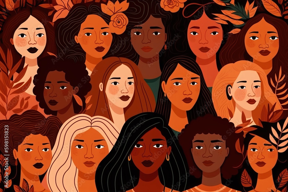Celebrating Women's Diversity: A Pattern of Female Faces Celebrating Women's Diversity: A Pattern of Female Faces
