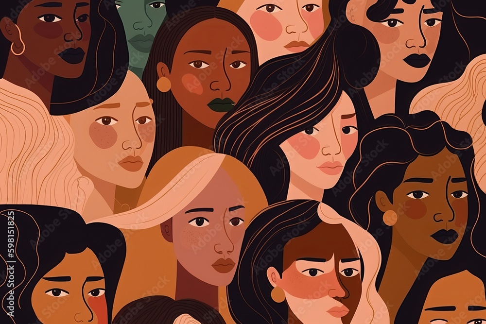 Celebrating Women's Diversity: A Pattern of Female Faces