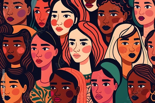 Celebrating Diversity: Women's Day Pattern with Multicultural Women Faces