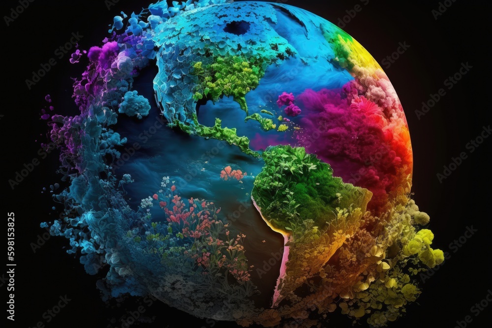 Abstract and beautiful planet earth on vibrant colors in various ...