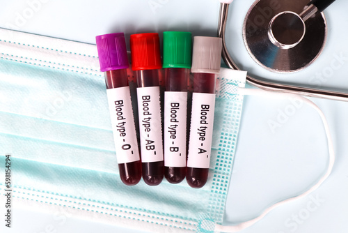 Blood type Rh negative test, blood sample to analyze in the laboratory