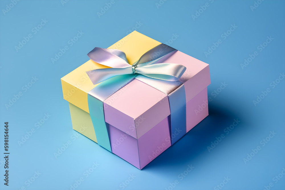 Isometric gift box with soft pastel color, background, generative ai. Isometric gift box with soft pastel color, background, generative ai.