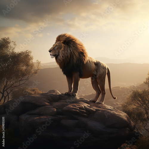 a lion standing on a rock © 대진 김