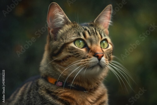 Close-up portrait of a beautiful cat. AI generated, human enhanced