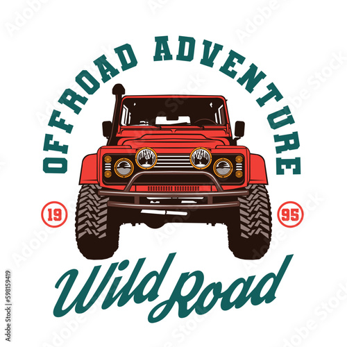 Offroad adventure vehicle vector illustration logo design, perfect for t shirt design and Adventure club logo