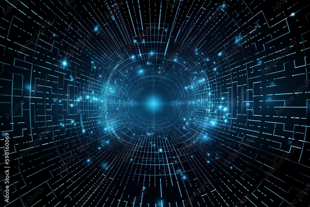 big data, internet network, digital technology with binary computer code on virtual screen, illustration. AI generative big data, internet network, digital technology with binary computer code on virtual screen, illustration. AI generative