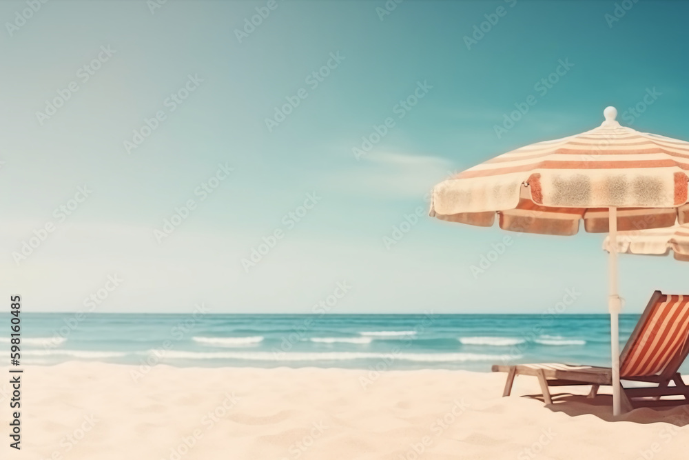 photo of beach holiday mockup background. AI generative