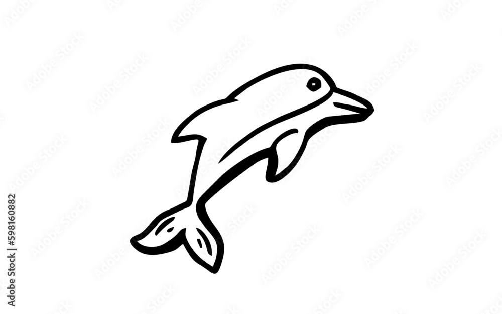 DOLPHIN Doodle art illustration with black and white style. DOLPHIN Doodle art illustration with black and white style.