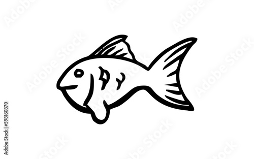 FISH Doodle art illustration with black and white style.
