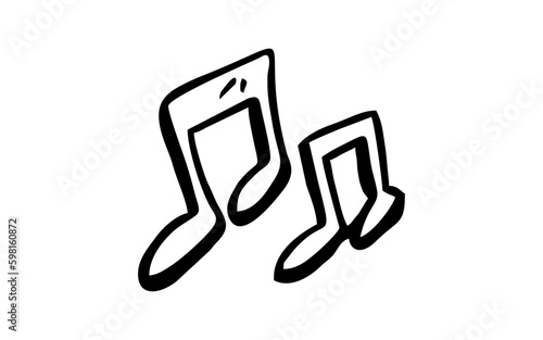 MELODY Doodle art illustration with black and white style.