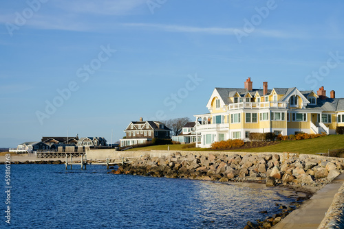 Luxurious seaside houses Rhode Island USA photo