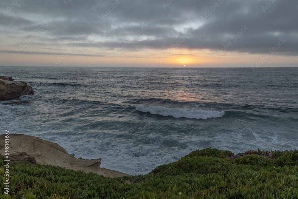 Beach on the Atlantic Ocean, beautiful sunset, waves Beach on the Atlantic Ocean, beautiful sunset, waves