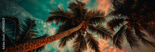 majestic palm tree with its lush green leaves gently swaying in the breeze. AI generative