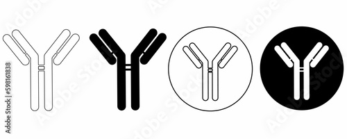 outline silhouette antibody icon set isolated on white background